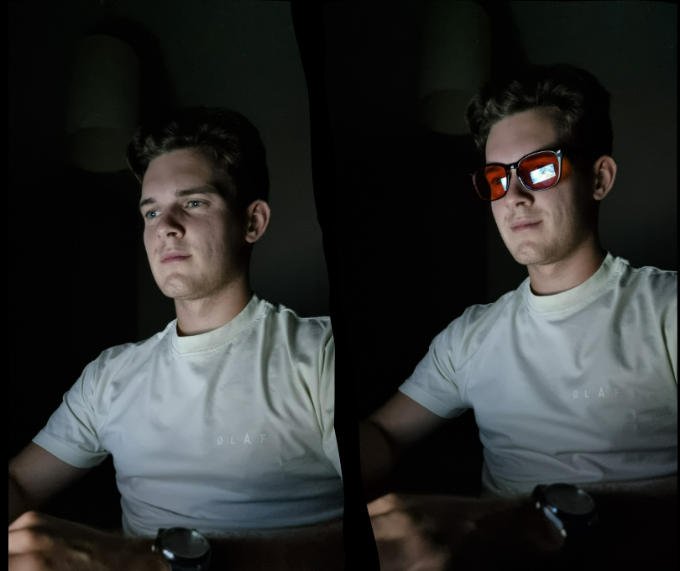 Blauwlichtbril en computerbril voor 's avonds. Anti-reflectiecoating voor blauw licht. Inclusief oranje glazen