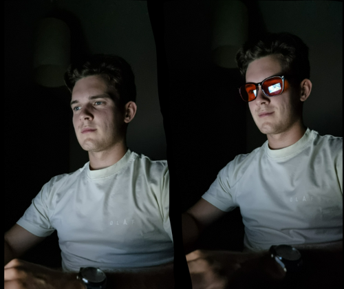 Blauwlichtbril en computerbril voor 's avonds. Anti-reflectiecoating voor blauw licht. Inclusief oranje glazen